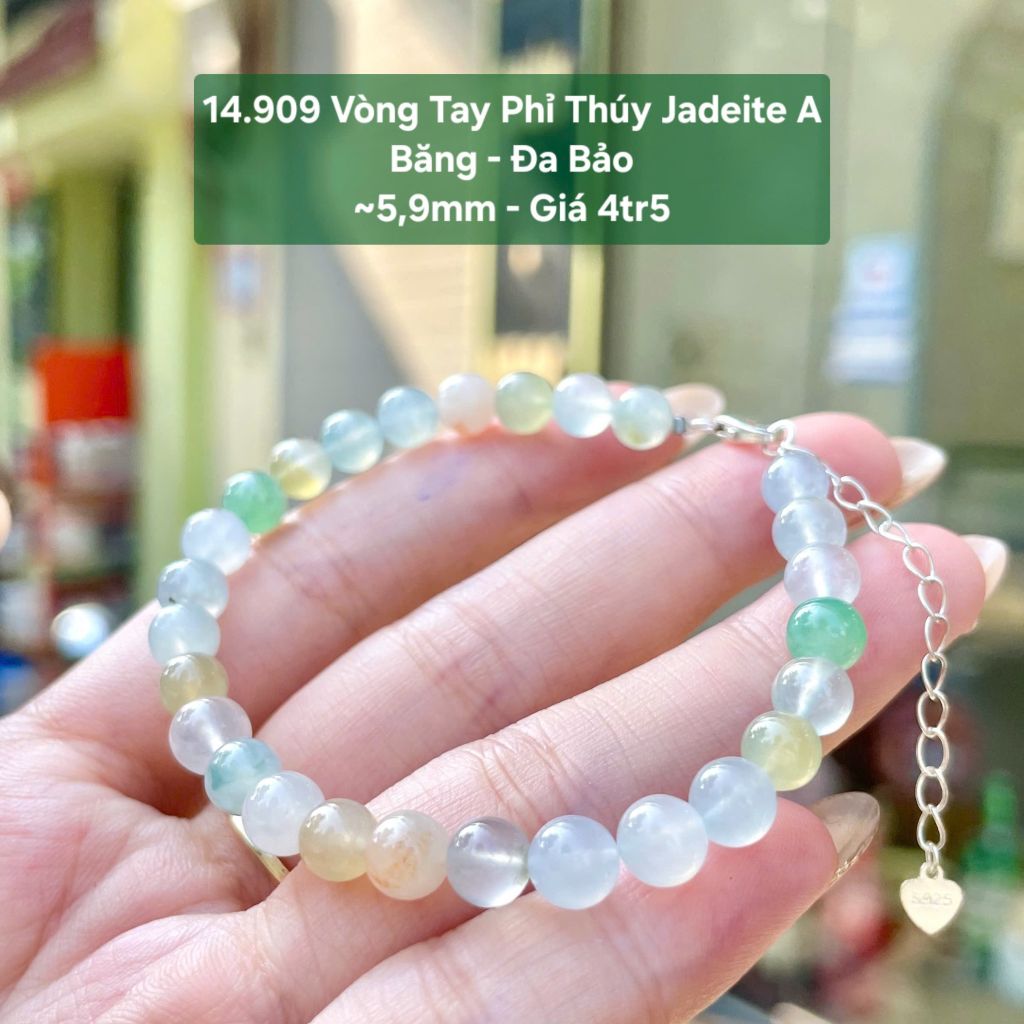 14.909 Vòng Tay Phỉ Thuý Jadeite A - Băng - Đa Bảo ~ 5,9mm