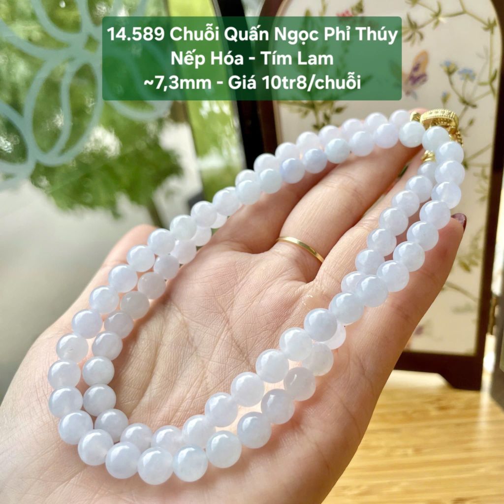 Chuỗi Quấn Ngọc Phỉ Thúy Nếp Hóa - Tím Lam ~7,3mm 14.589