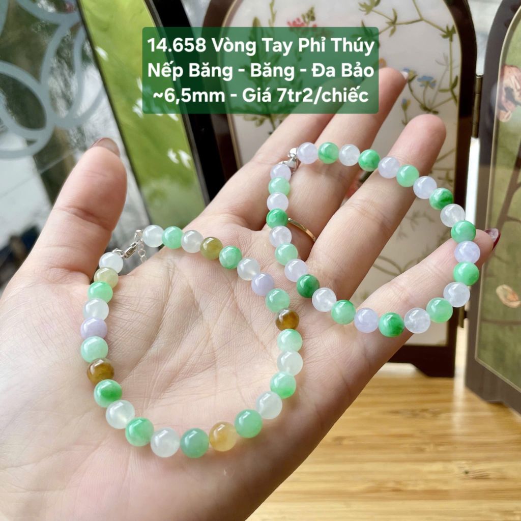 Vòng Tay Phỉ Thúy Nếp Băng - Băng - Đa Bảo ~6,5mm 14.658