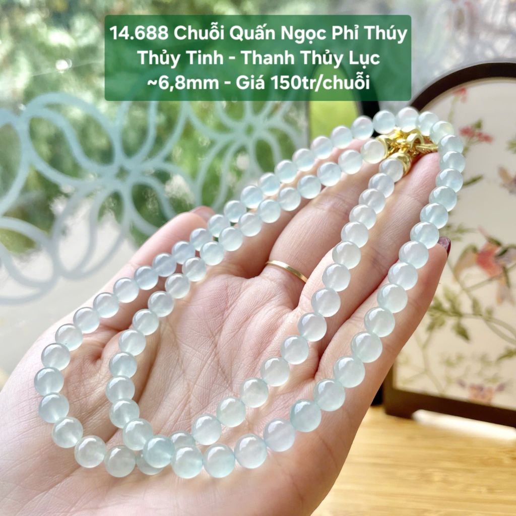 Chuỗi Quấn Ngọc Phỉ Thúy Thủy Tinh - Thanh Thủy Lục ~6,8mm 14.688
