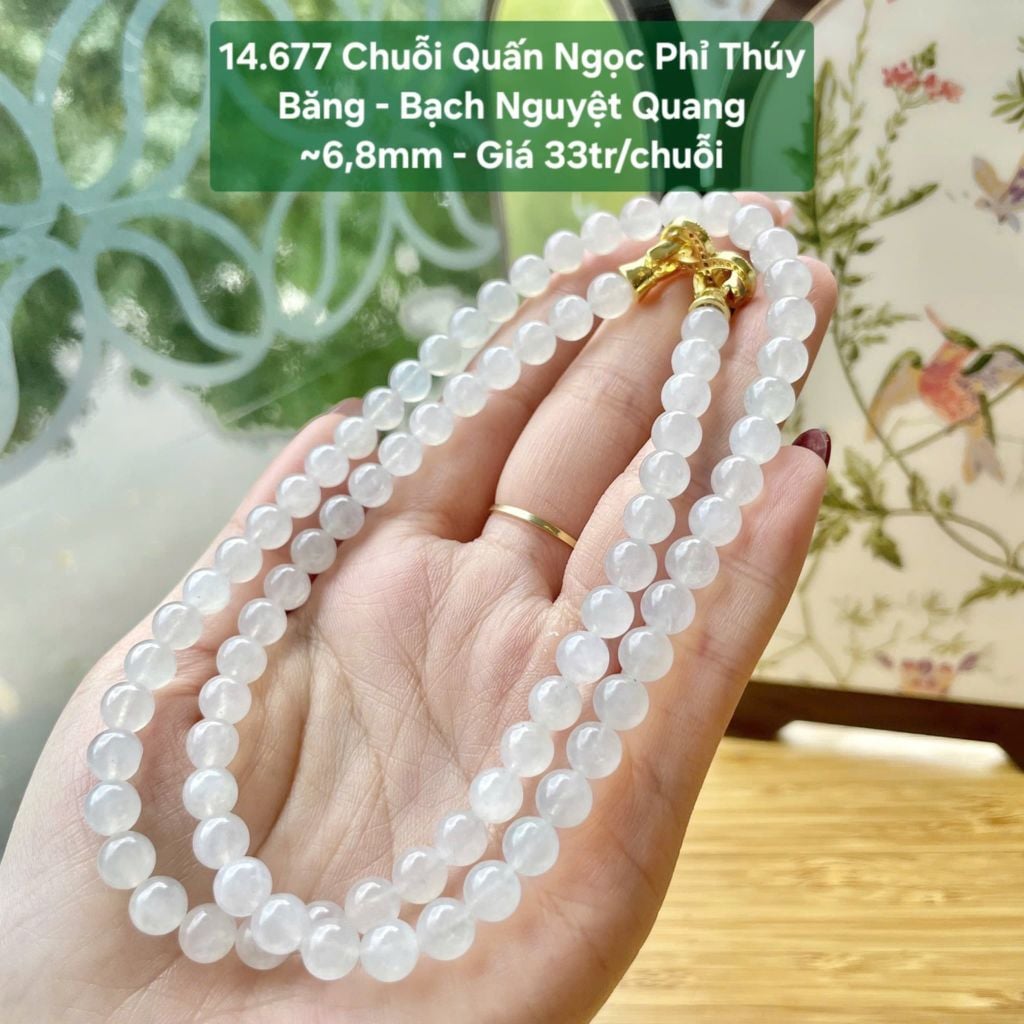 Chuỗi Quấn Ngọc Phỉ Thúy Băng - Bạch Nguyệt Quang ~6,8mm 14.677