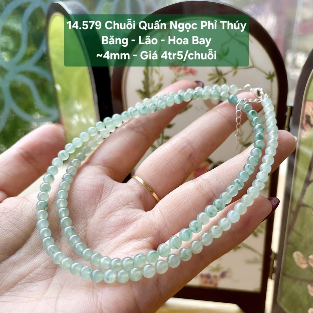 Chuỗi Quấn Ngọc Phỉ Thúy Băng - Lão - Hoa Bay ~4mm 14.579
