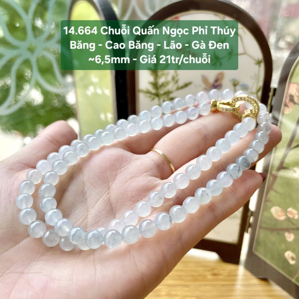 Chuỗi Quấn Ngọc Phỉ Thúy Băng - Cao Bằng - Lão - Gà Đen ~6,5mm 14.664