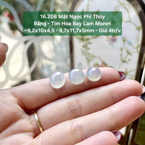 Mặt Ngọc Phỉ Thúy Băng- Tím Hoa Bay Lam Monet ~9,2x10x4,5 - 9,7×11,7x5mm 16.208