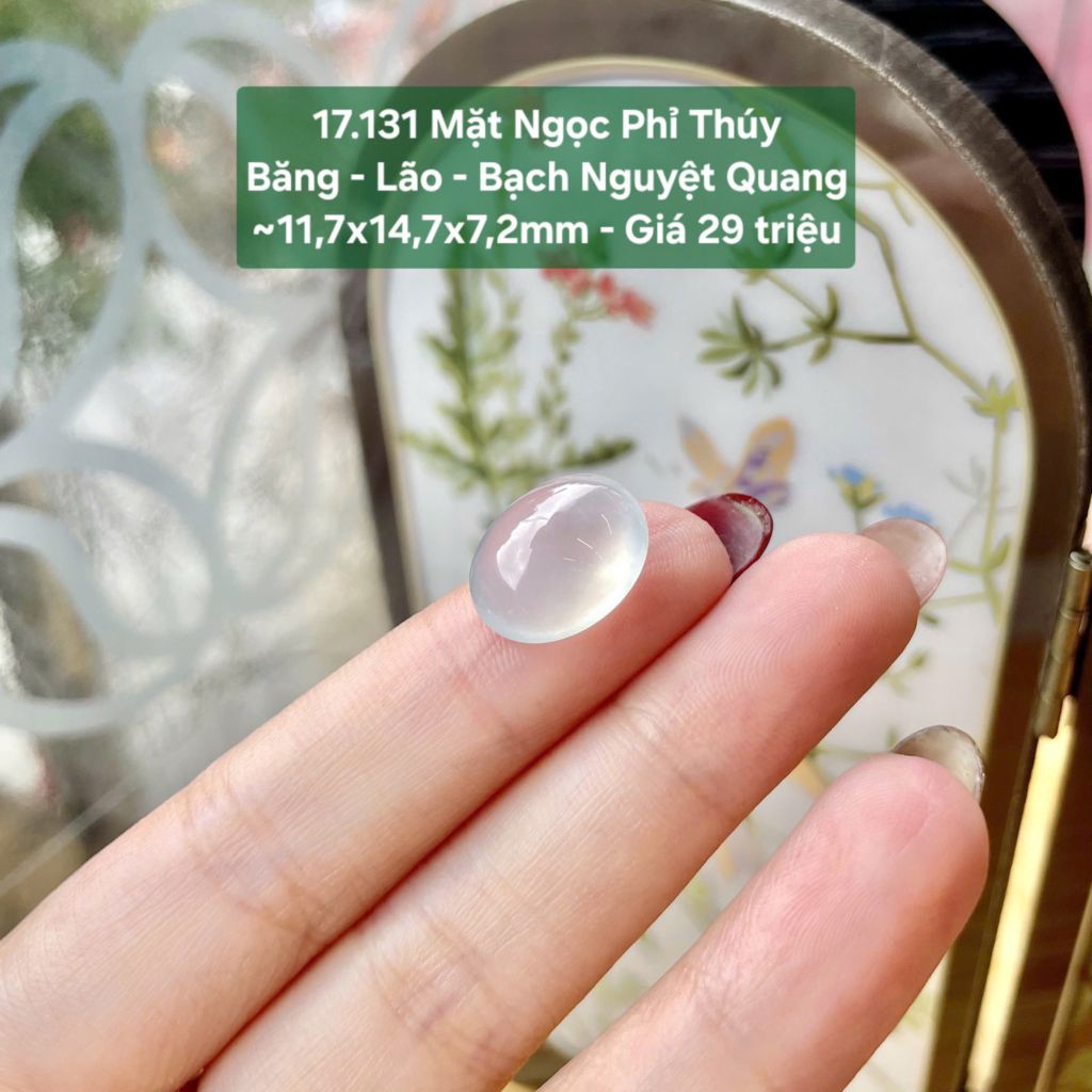 Mặt Ngọc Phỉ Thúy Băng - Lão - Bạch Nguyệt Quang ~11,7x14,7x7,2mm 17.131