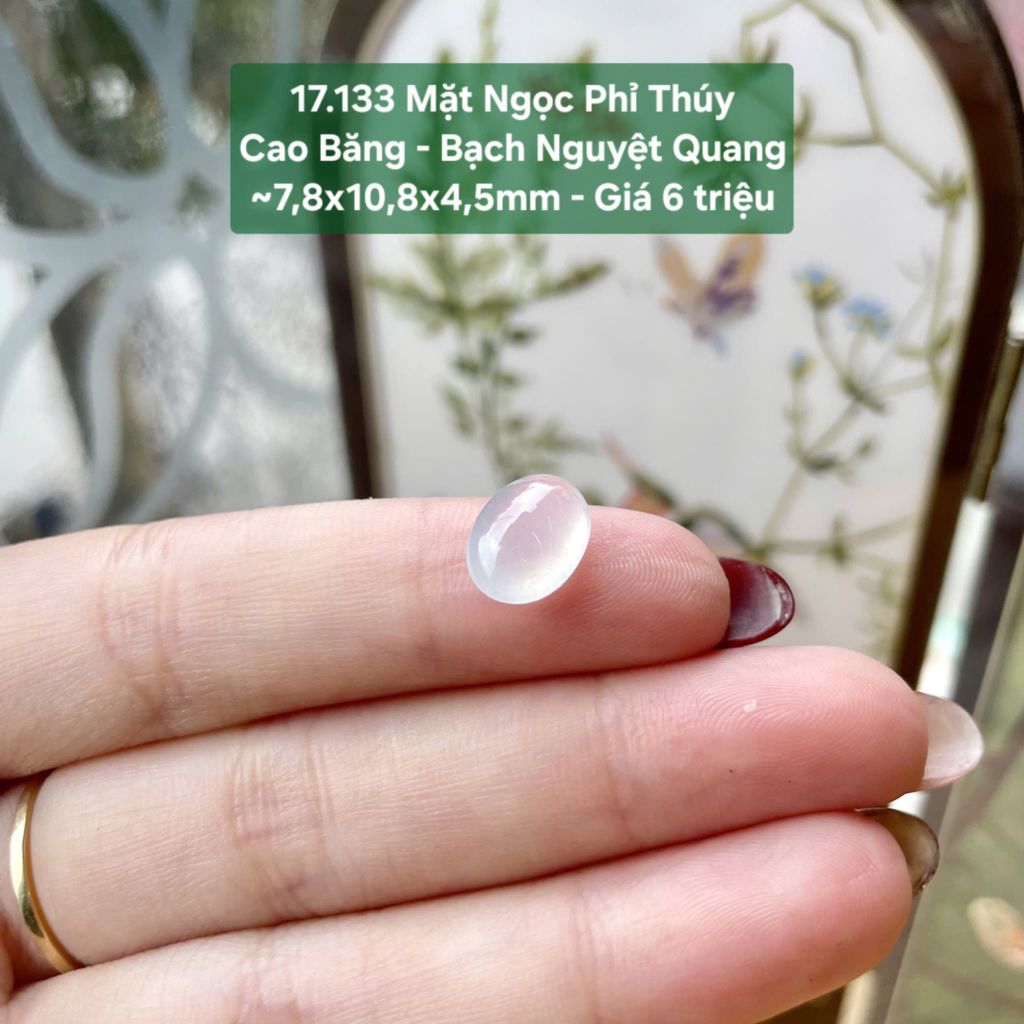 Mặt Ngọc Phỉ Thúy Cao Băng - Bạch Nguyệt Quang ~7,8x10,8x4,5mm 17.133
