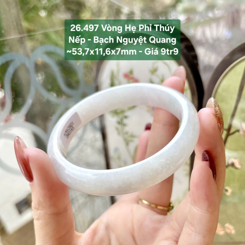 Vòng Hẹ Phỉ Thúy Nếp - Bạch Nguyệt Quang ~53,7x11,6x7mm 26.497