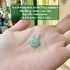 10.419 Khấu Bình An Phỉ Thuý Jadeite A - Nếp Băng - Băng - Lục Táo - Bạc 925 ~ Moissanite ~ 12,7x2,7mm