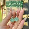 132.68 Khuyên Tai Khấu Phỉ Thuý Jadeite A - Nếp Băng - Hoa Bay Lục Táo - VT14K - Bạc 925 -  Moissanite ~ 12x4,3mm