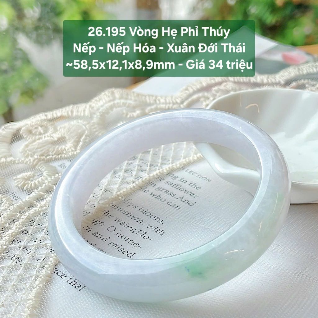 Vòng Hẹ  Phỉ Thúy Nếp Nếp Hóa Xuân Đới Thái ~58,5x12,1x8,9mm 26.195