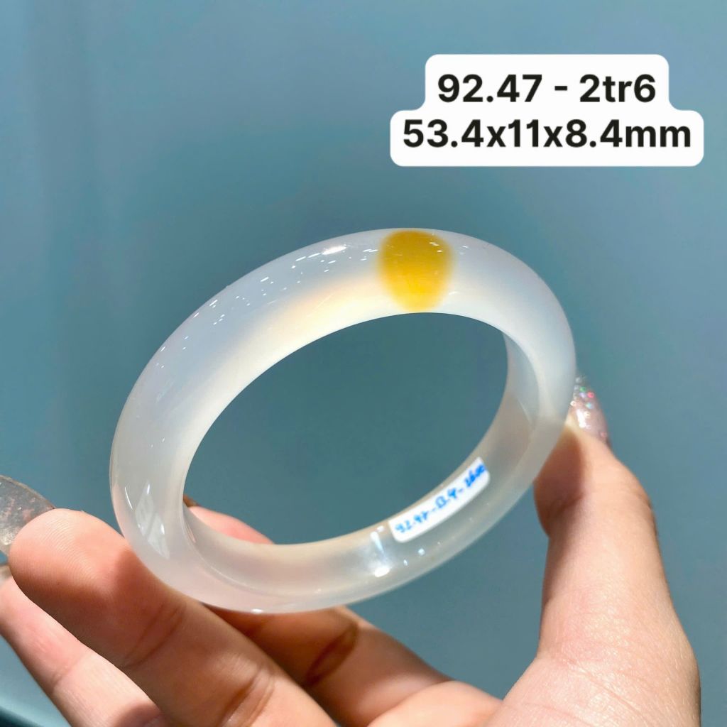 Vòng Hẹ Ngọc Tuỷ Chalcedony Đốm Đỏ Cam Ni 53.4mm 92.47