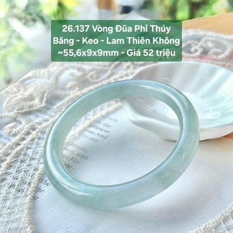 Vòng Đũa Phỉ Thúy Băng - Keo - Lam Thiên Không - ~55,6x9x9mm 26.137