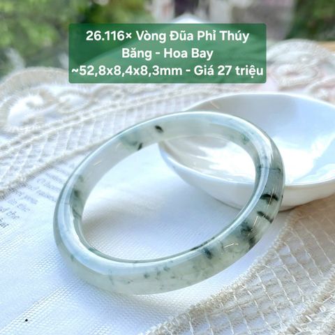 Vòng Đũa Phỉ Thúy Băng - Hoa Bay ~52,8x8,4x8,3mm 26.116