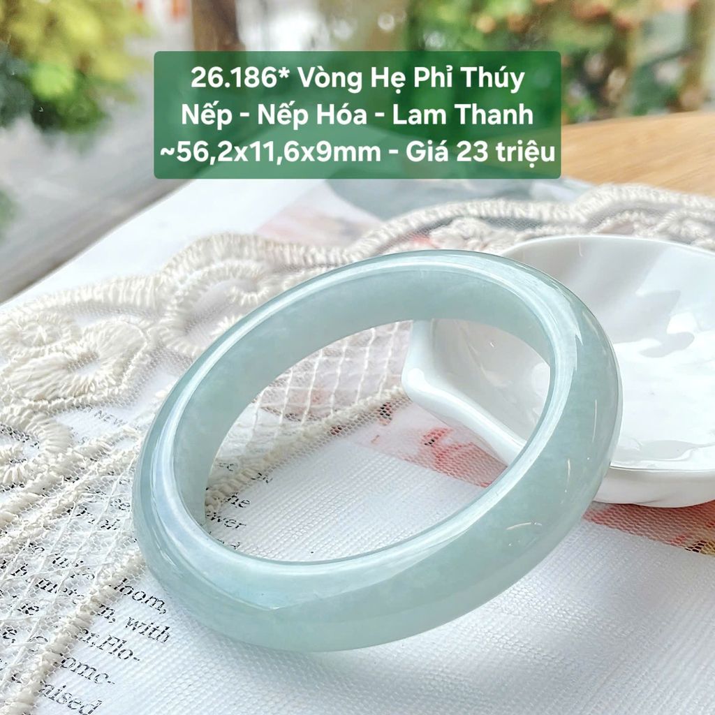 Vòng Hẹ Phỉ Thúy Nếp - Nếp Hóa - Lam Thanh ~56,2x11,6x9mm 26.186*