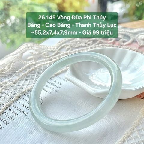 Vòng Đũa Phỉ Thúy Băng - Cao Băng - Thanh Thủy Lục ~55,2x7,4x7,9mm 26.145