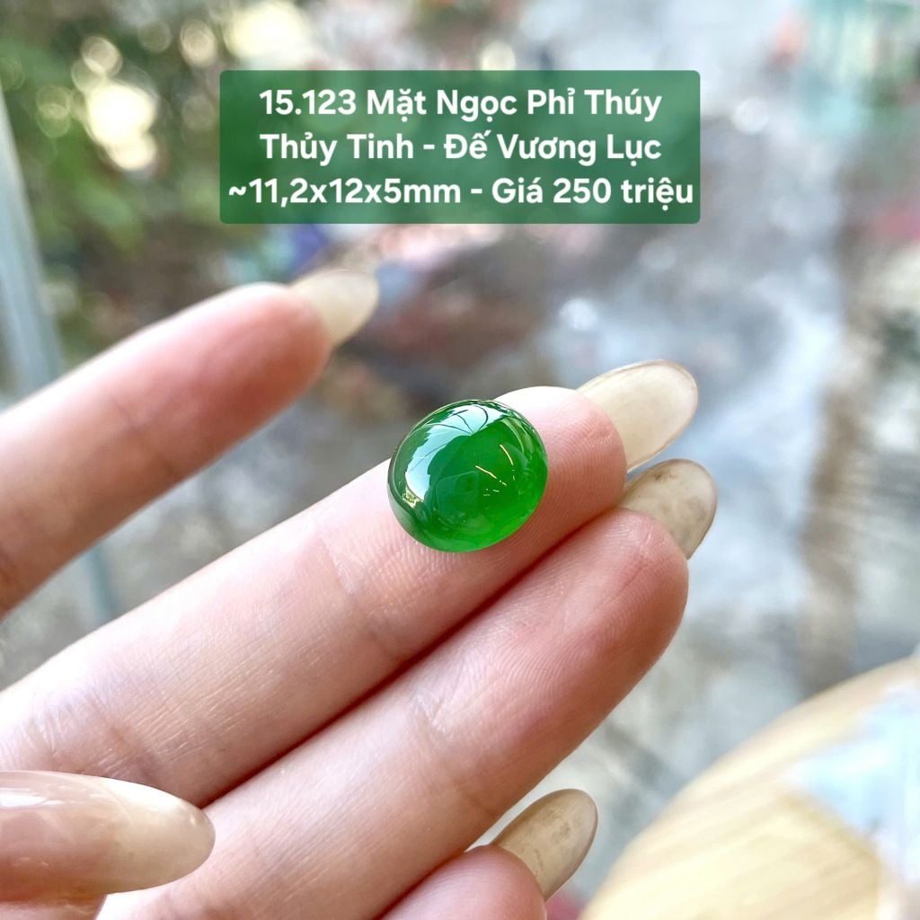 Mặt Ngọc Phỉ Thúy Thủy Tinh - Đế Vương Lục ~11,2x12x5mm 15.123