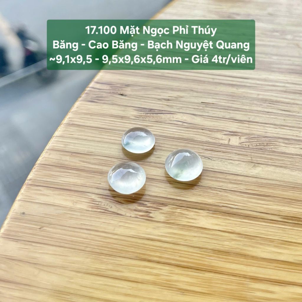 Mặt Ngọc Phỉ Thúy Băng - Cao Băng - Bạch Nguyệt Quang ~9,1x9,5 - 9,5x9,6x5,6mm 17.100