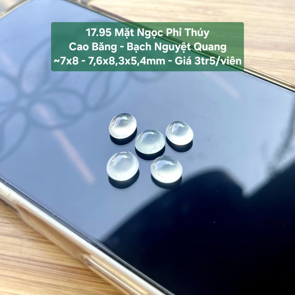 Mặt Ngọc Phỉ Thúy Cao Băng - Bạch Nguyệt Quang ~7x8 - 7,6x8,3x5,4mm 17.95