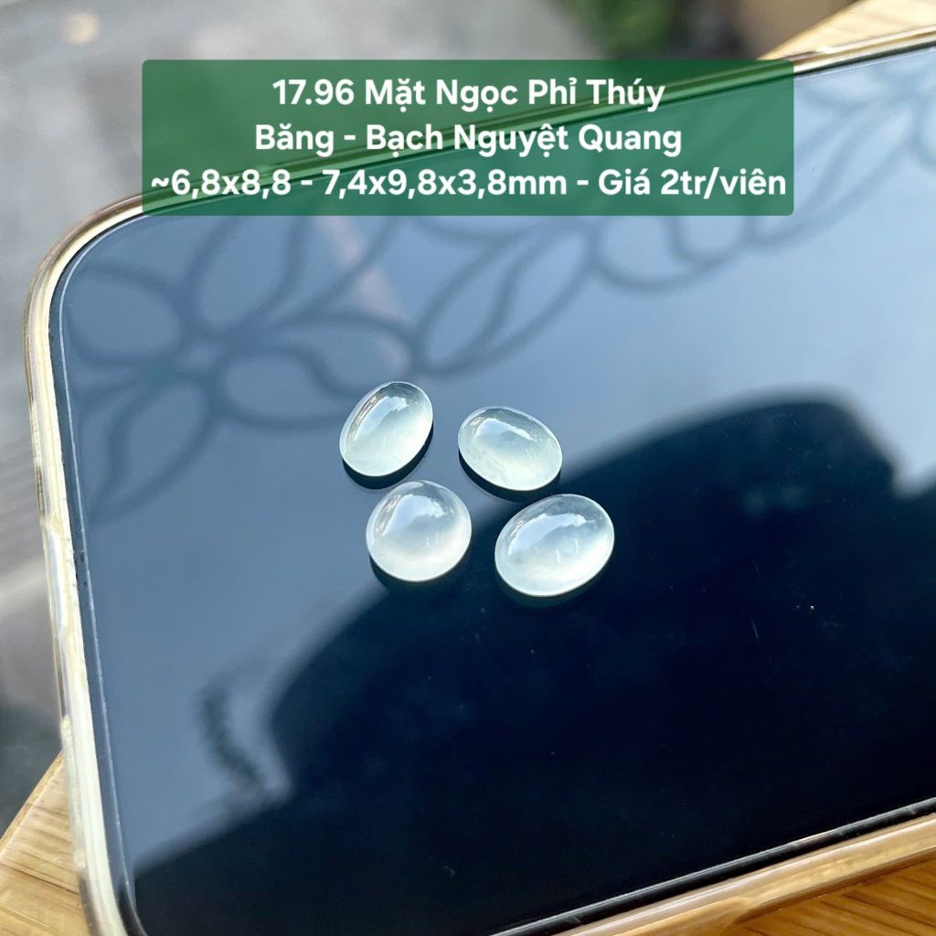 Mặt Ngọc Phỉ Thúy Băng - Bạch Nguyệt Quang ~6,8x8,8 - 7,4x9,8x3,8mm 17.96