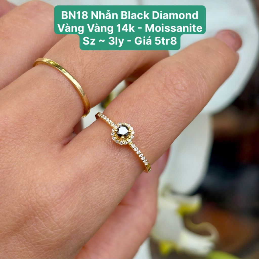 Nhẫn Black Diamond VV 14k - Moissanite Sz ~ 3ly BN18
