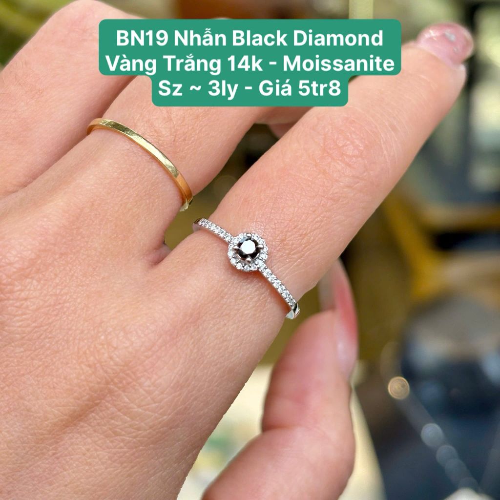 Nhẫn Black Diamond VT 14k - Moissanite Sz ~ 3ly BN19