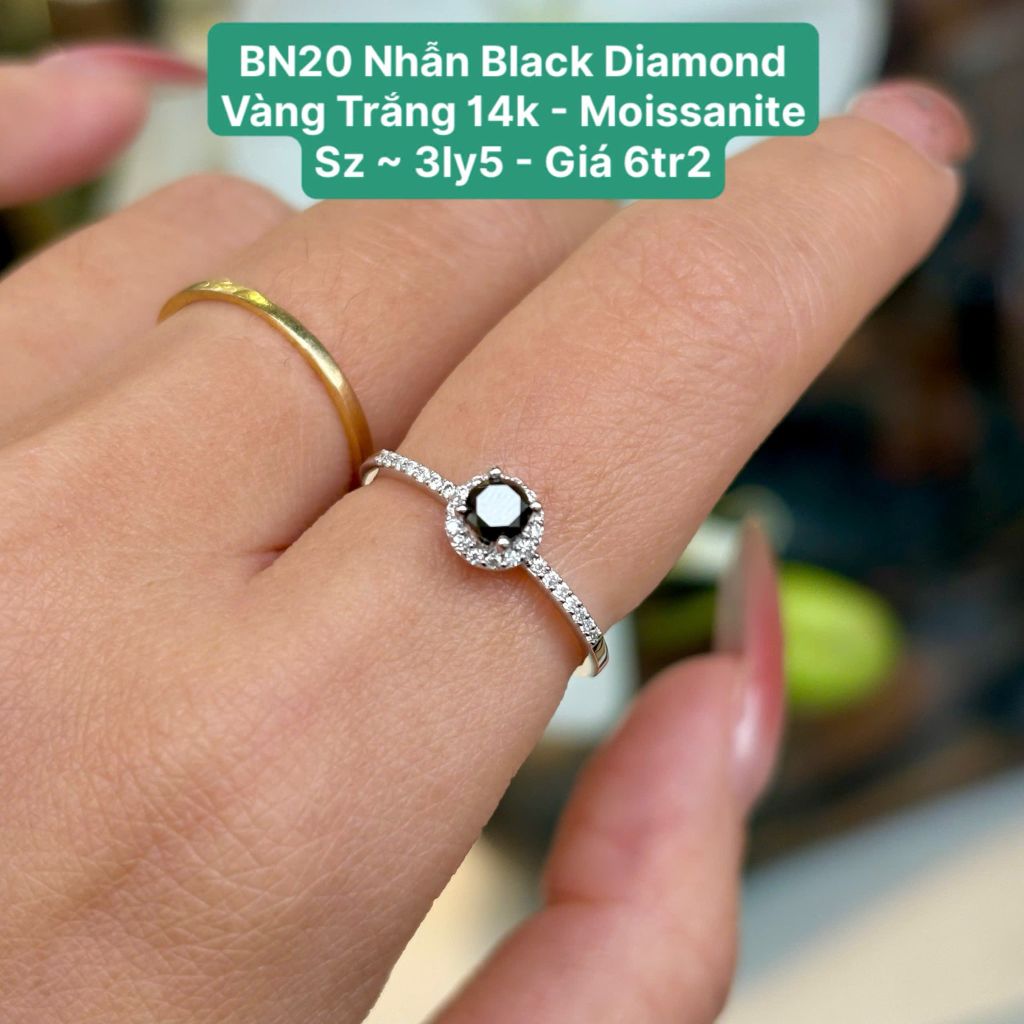 Nhẫn Black Diamond VT 14k - Moissanite Sz ~ 3ly5 BN20