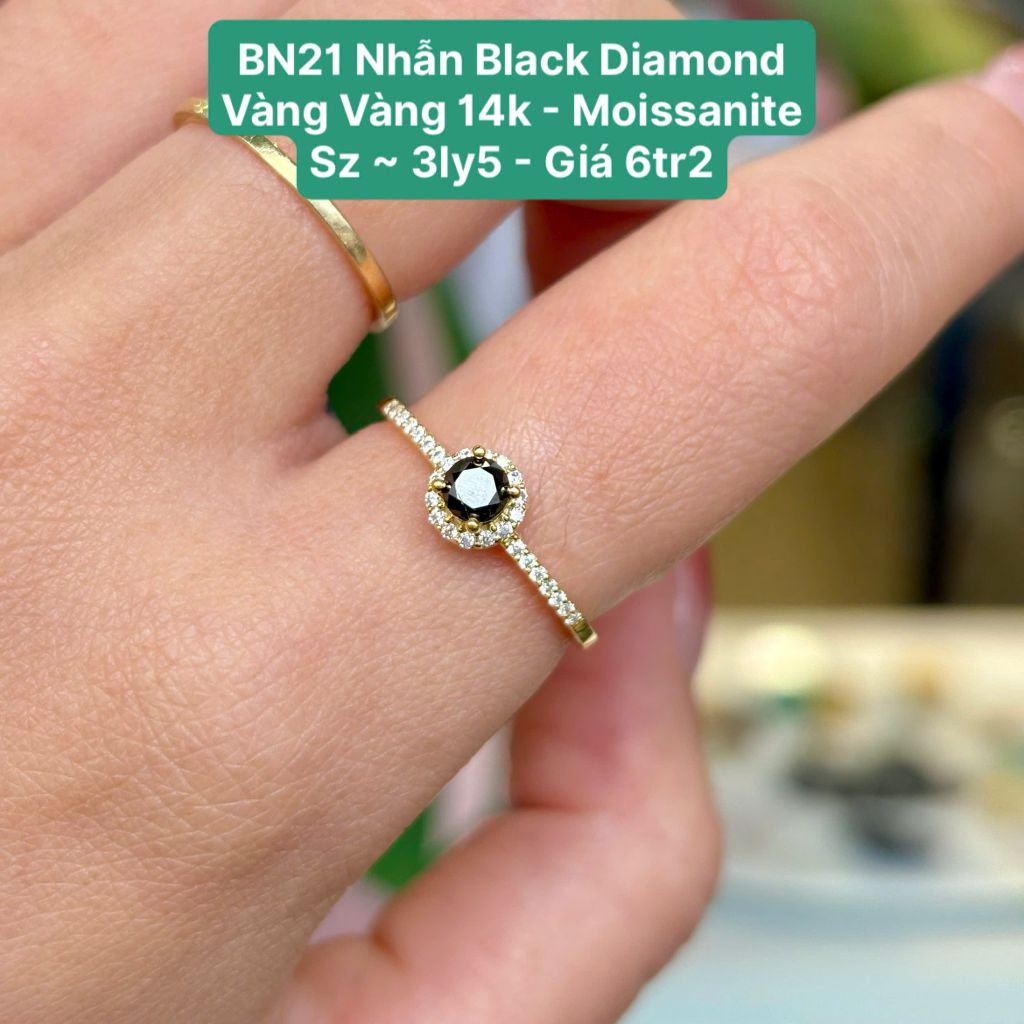 Nhẫn Black Diamond VV 14k - Moissanite Sz ~ 3ly BN21