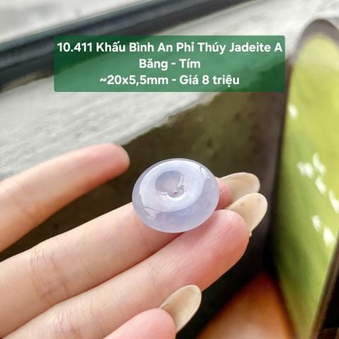 Khấu Bình An Phỉ Thúy Jadeite Băng - Tím ~20x5,5mm 10.411