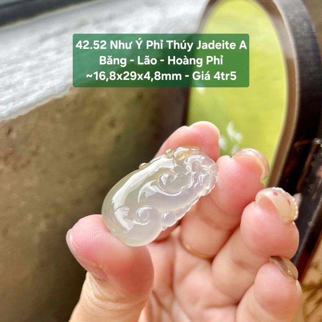42.52 Như Ý Phỉ Thúy Jadeite A Băng - Lão - Hoàng Phỉ ~16,8x29x4,8mm