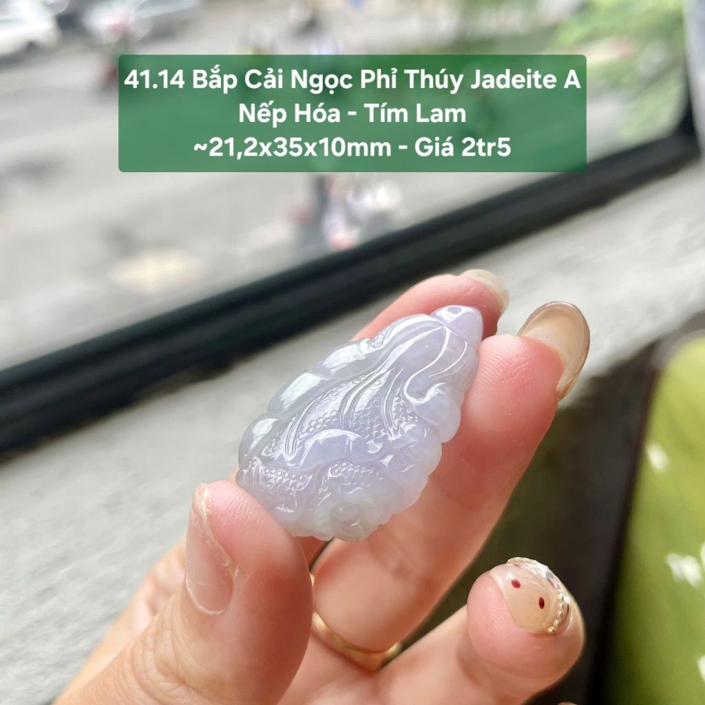 41.14 Bắp Cải Ngọc Phỉ Thúy Jadeite A Nếp Hóa - Tím Lam 21,2x35x10mm