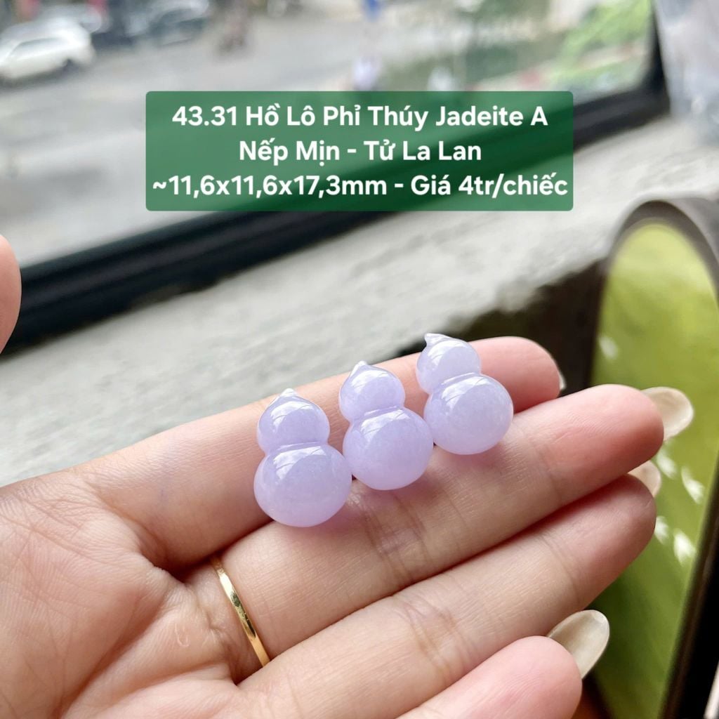 43.31 Hồ Lô Phỉ Thúy Jadeite A Nếp Mịn Tử La Lan ~11,6x11,6x17,3mm