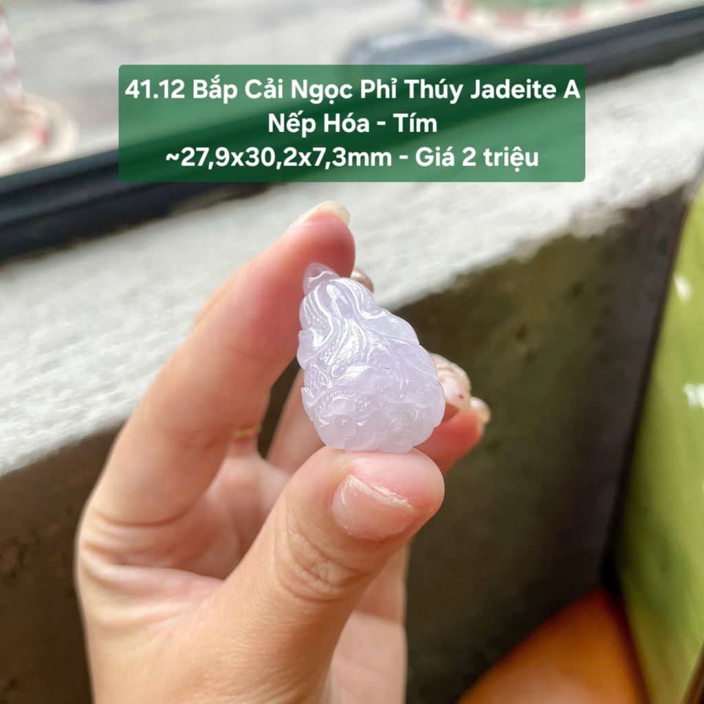 41.12 Bắp Cải Ngọc Phỉ Thúy Jadeite A Nếp Hóa - Tím ~27,9x30,2x7,3mm
