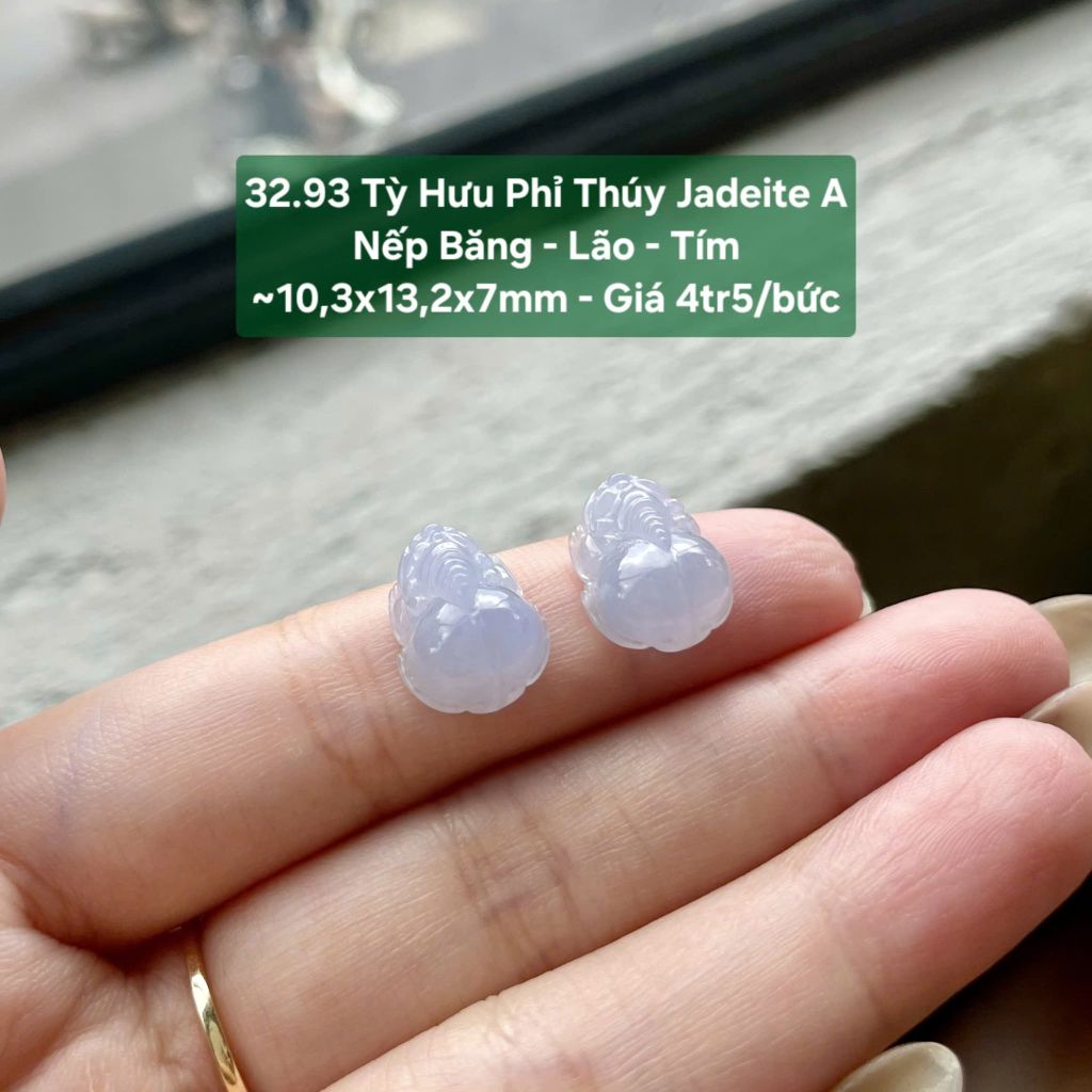 32.93 Tỳ Hưu Phỉ Thúy Jadeite A Nếp Băng Lão Tím ~10,3x13,2x7mm