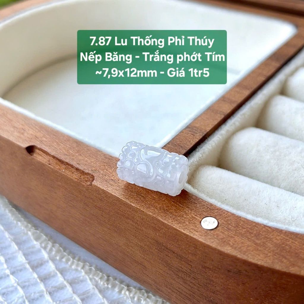 Lu Thống Phỉ Thúy Jadeite A Nếp Băng Trắng Phớt Tím 7.87