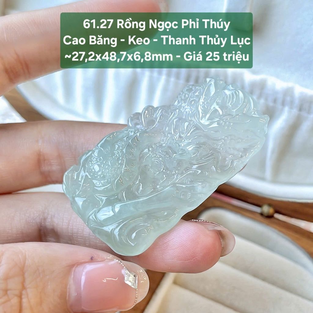 Rồng Ngọc Phỉ Thúy Cao Băng Keo Thanh Thủy Lục ~27,2x48,7x6,8mm 61.27