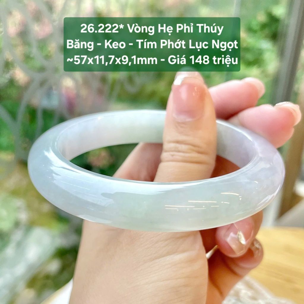 Vòng Hẹ Phỉ Thúy Băng Keo Tím Phớt Lục Ngọt ~57x11,7x9,1mm 26.222*