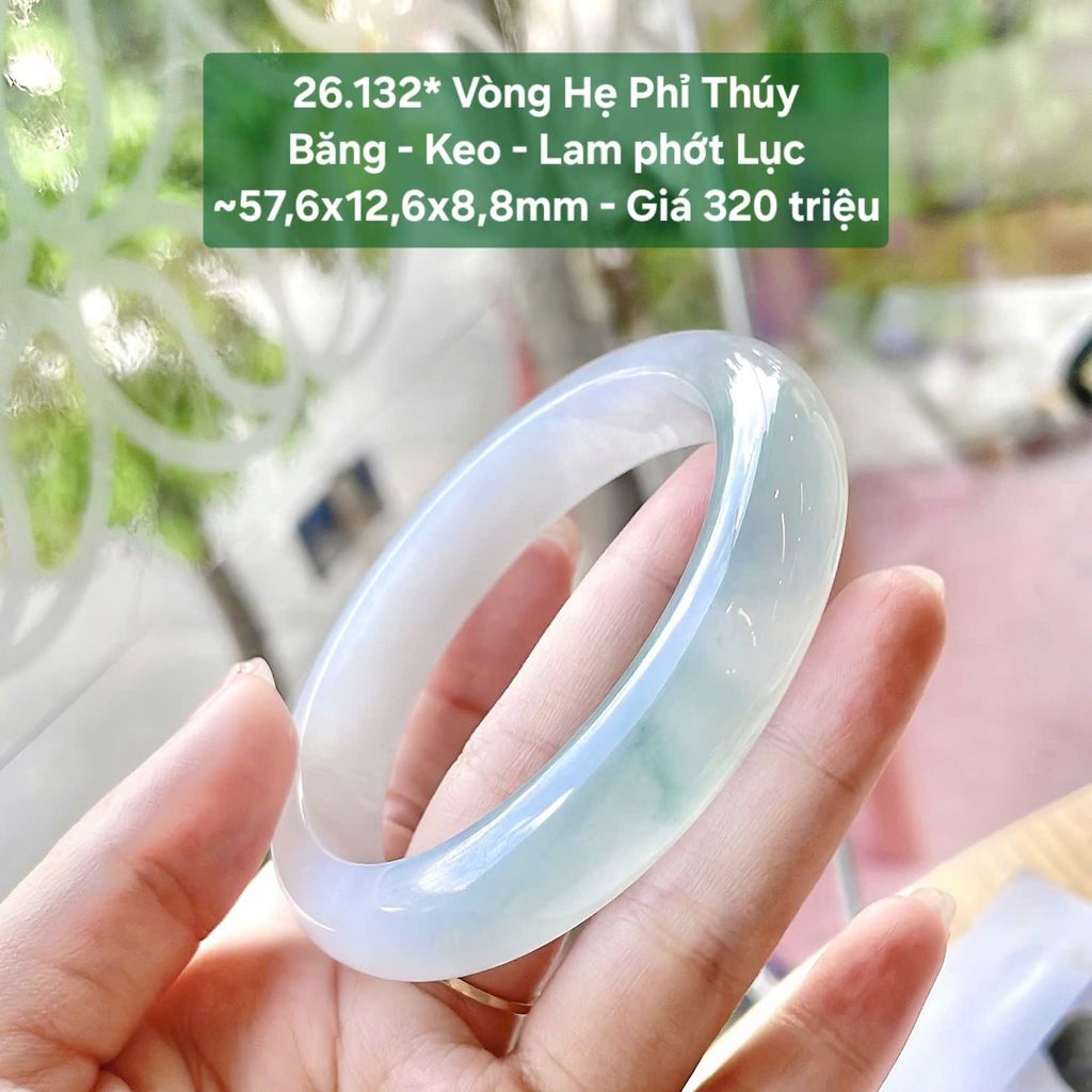 Vòng Hẹ Phỉ Thúy Băng Keo Lam phớt Lục ~57,6x12,6x8,8mm 26.132*