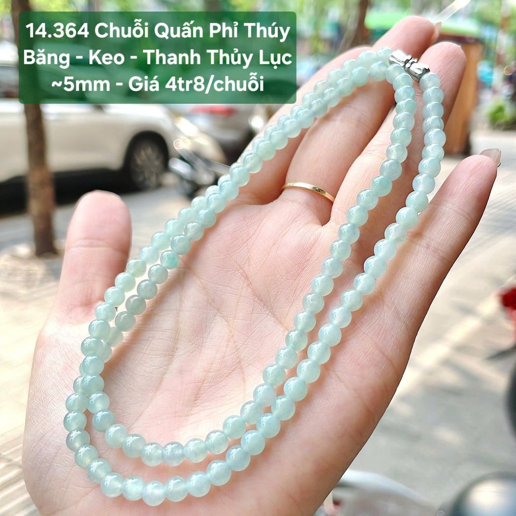 Chuỗi Quấn Phỉ Thúy Băng - Keo - Thanh Thủy Lục ~5mm 14.364