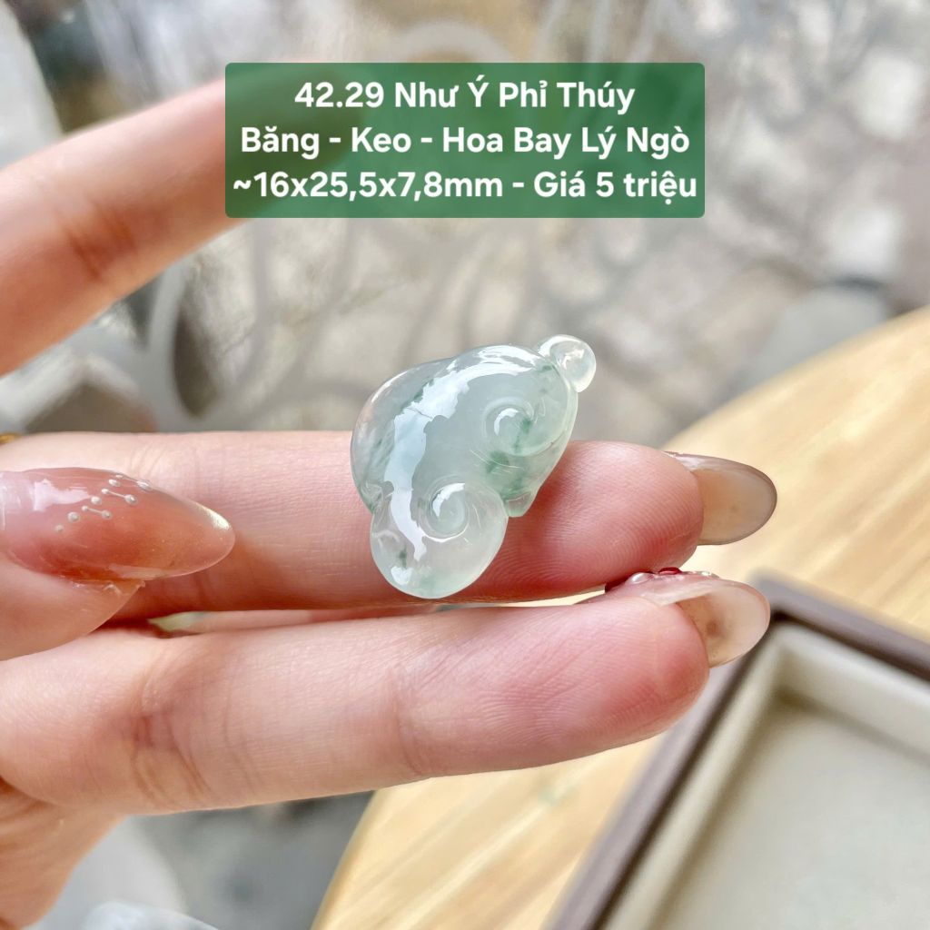 Như Ý Phỉ Thúy Băng Keo - Hoa Bay Lý Ngò - ~16x25,5x7,8mm 42.29