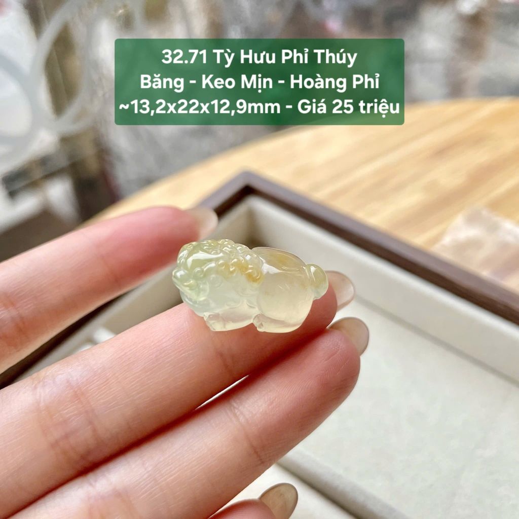Tỳ Hưu Phỉ Thúy Băng - Keo - Mịn - Hoàng Phỉ ~13,2x22x12,9mm 32.71