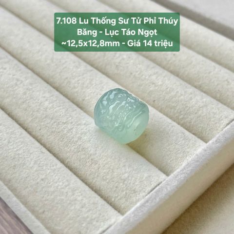 Lu Thống Sư Tử Phỉ Thúy - Băng - Lục Táo Ngọt ~12,5x12,8mm 7.108