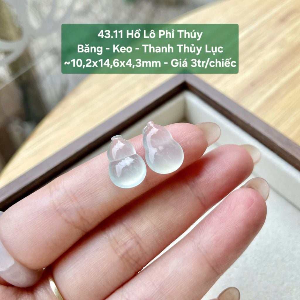 Hồ Lô Phỉ Thúy Băng - Keo - Thanh Thủy Lục ~10,2x14,6x4,3mm 43.11