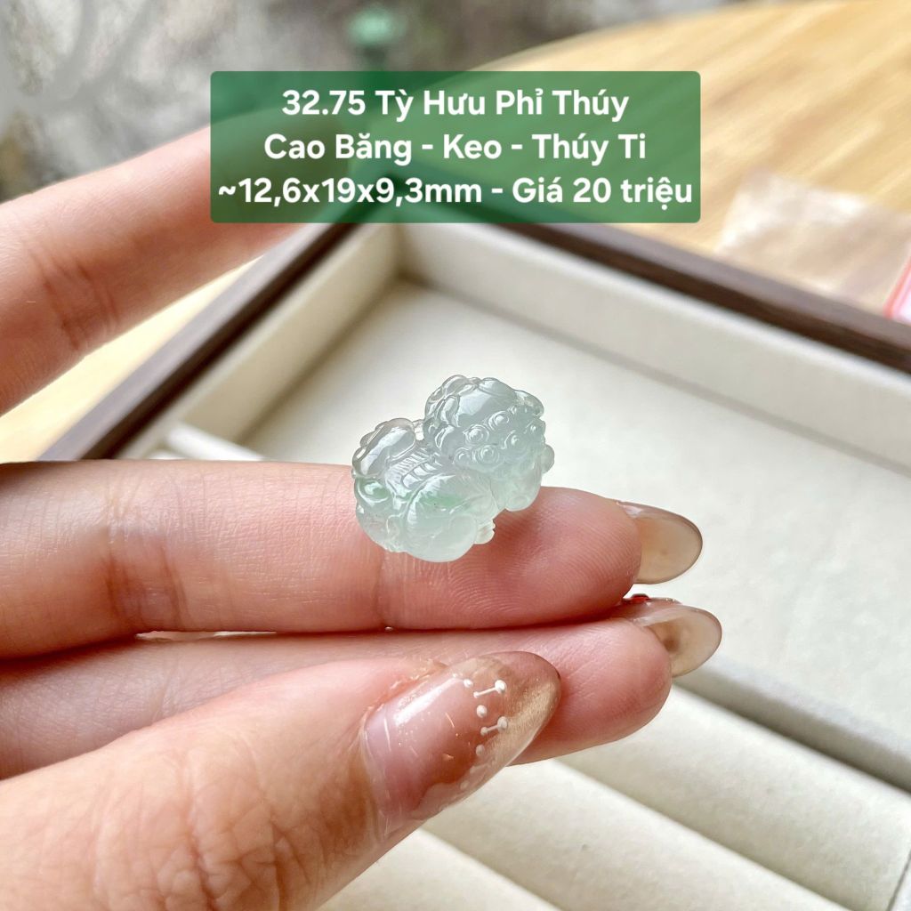 Tỳ Hưu Phỉ Thúy Cao Băng - Keo - Thúy Ti ~12,6x19x9,3mm 32.75
