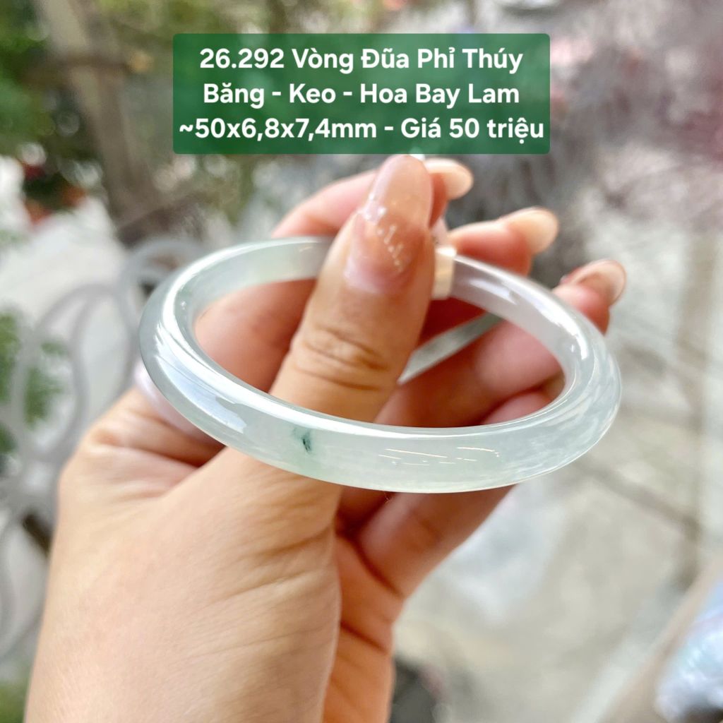 Vòng Đũa Phỉ Thúy Băng - Keo - Hoa Bay Lam ~50x6,8x7,4mm 26.292