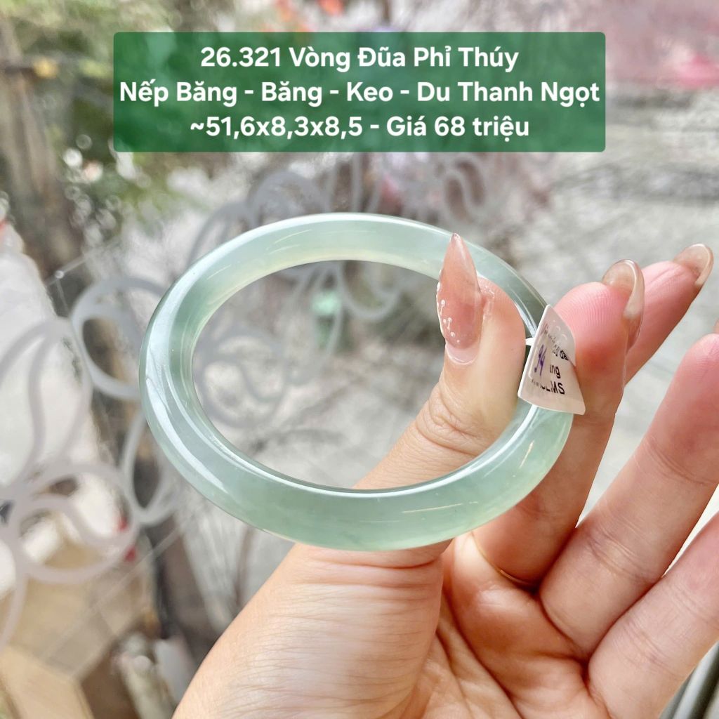 Vòng Đũa Phỉ Thúy Nếp Băng - Băng - Keo - Du Thanh Ngọt ~51,6x8,3x8,5mm 26.321