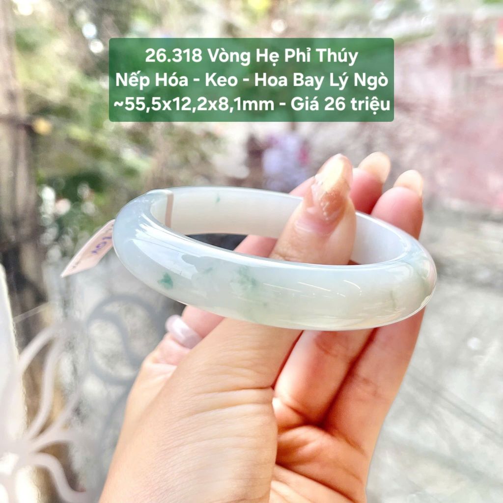 Vòng Hẹ Phỉ Thúy Nếp Hóa - Keo - Hoa Bay Lý Ngò ~55,5x12,2x8,1mm 26.318