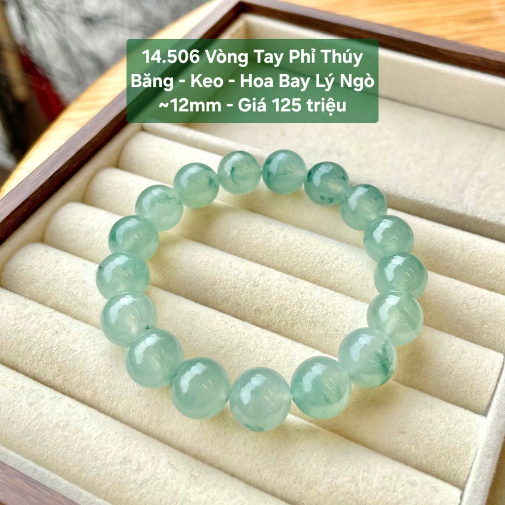 Vòng Tay Phỉ Thúy Băng - Keo - Hoa Bay Lý Ngò ~12mm 14.506