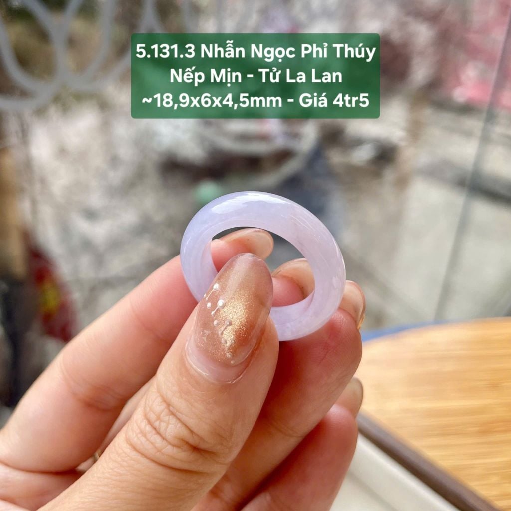 Nhẫn Ngọc Phỉ Thúy Nếp Mịn - Tử La Lan ~18,9x6x4,5mm 5.131.3