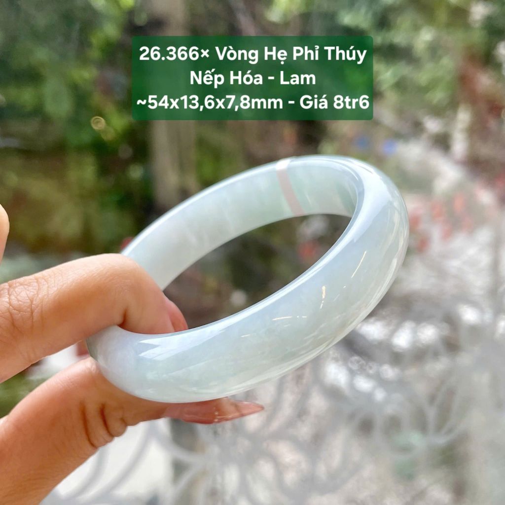 Vòng Hẹ Phỉ Thúy Nếp Hóa - Lam ~54x13,6x7,8mm. 26.366x