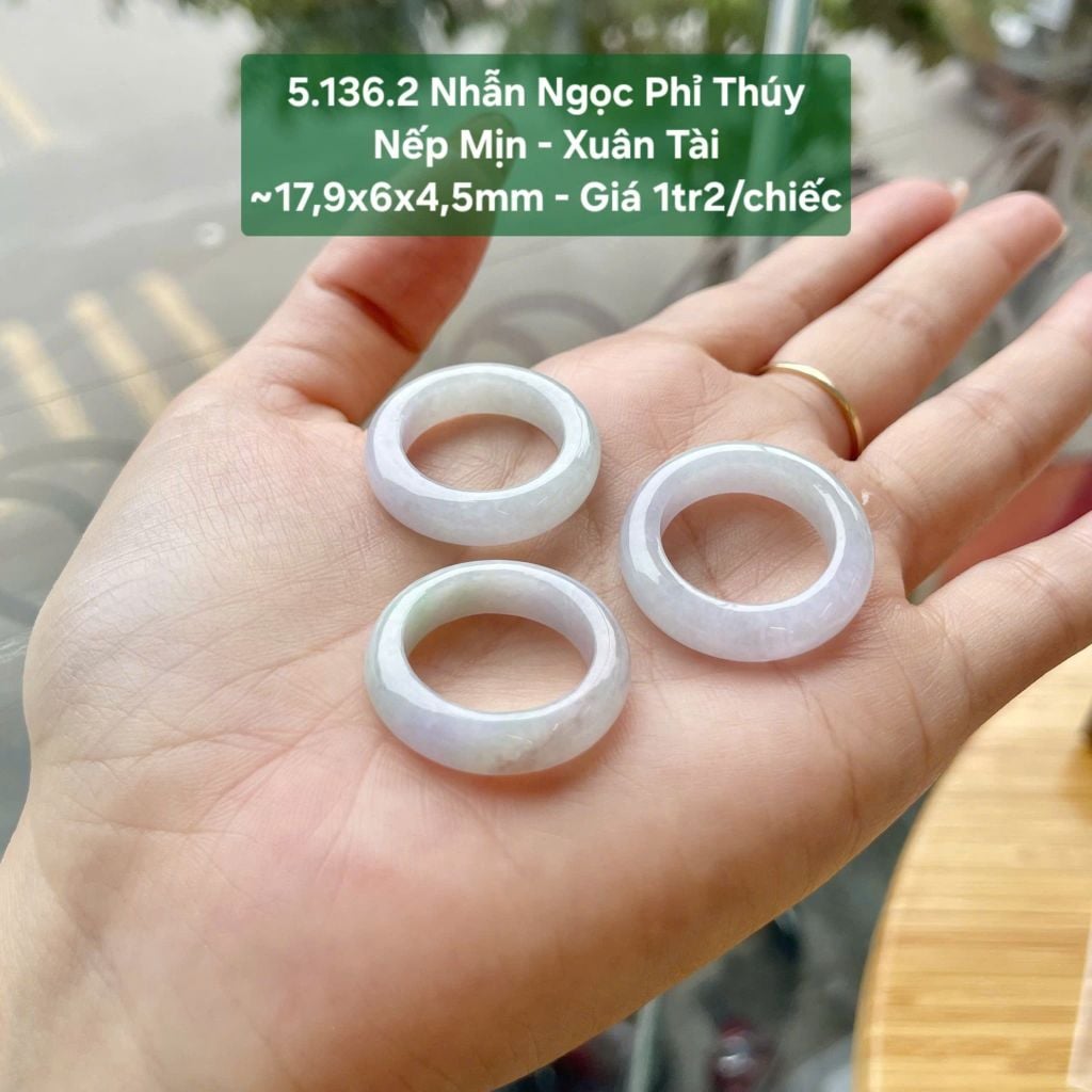 Nhẫn Ngọc Phỉ Thúy Nếp Mịn - Xuân Tài ~17,9x6x4,5mm 5.136.2